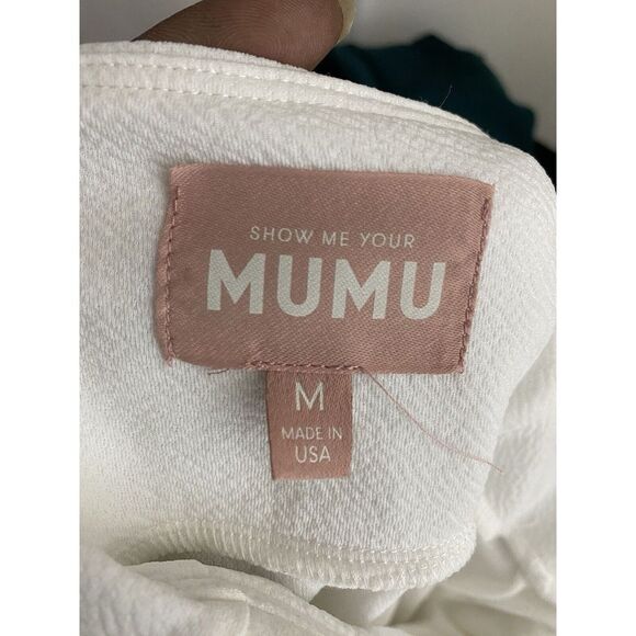 Show Me Your Mumu Womens Enchanted Bow Babydoll Stapless Dress Bone Stretch SZ M - Picture 6 of 8